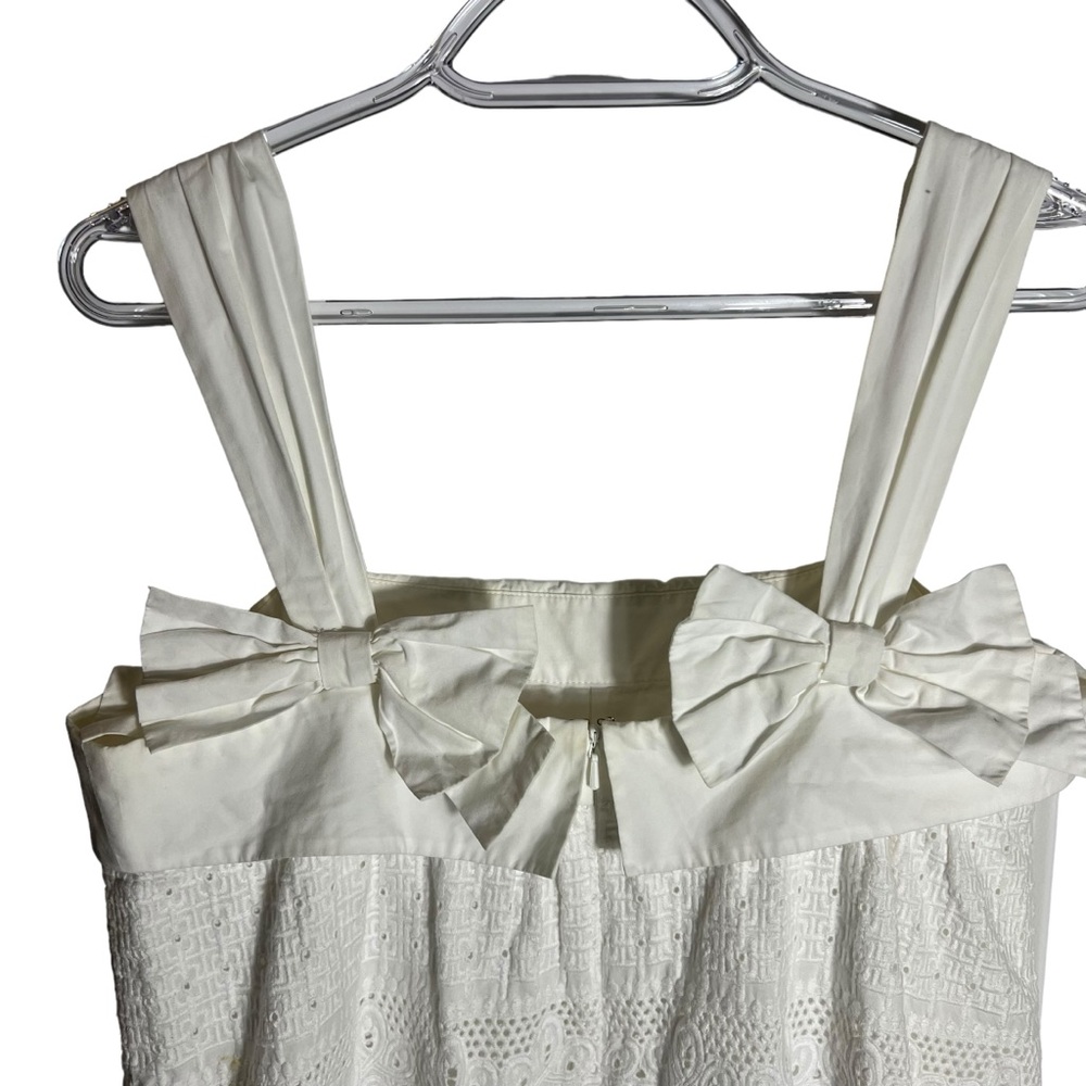 Lilly Pulitzer White Textured Eyelet Sundress with Bows, Size 6 - Picture 4 of 11
